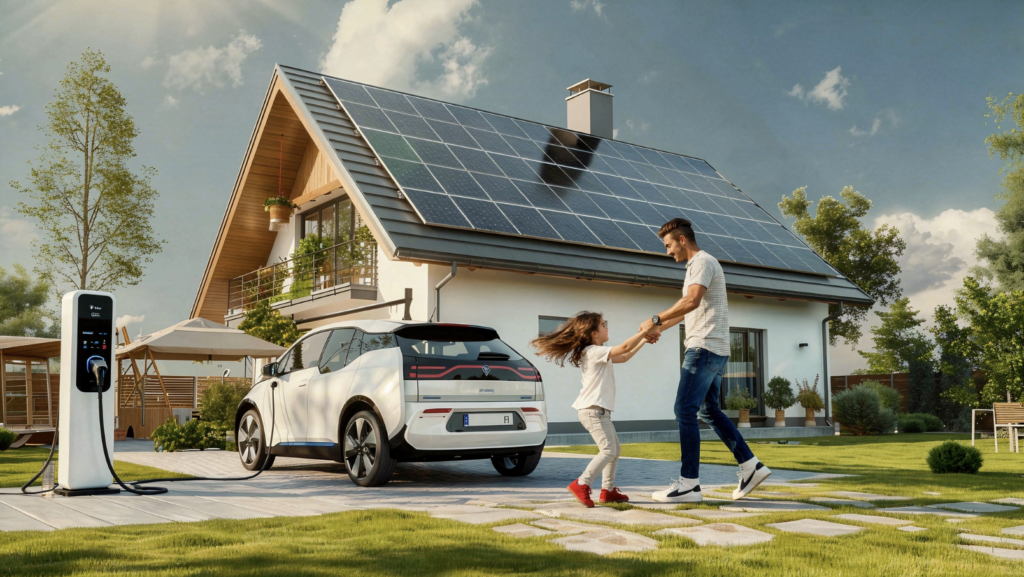 Rooftop solar installation and electric vehicle charging at home prosumer setup