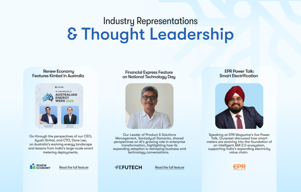 Kimbal leaders contributed to several leading industry publications, including Financial Express, EPR Power Talk and Renew Economy