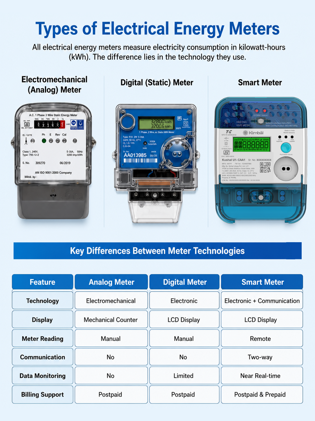 Types of Electrical Energy Meters