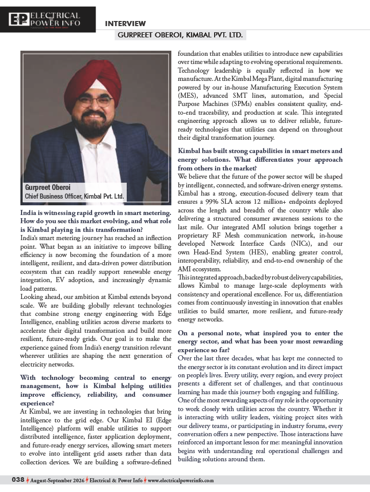 Kimbal in Electrical Power Info Magazine 